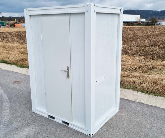 Sanitärcontainer RAL 9002 - Klo Pissoir Waschbecken mit Warmwasser